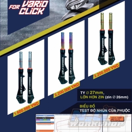 Phuộc trước LCM dành cho Vario/ Exciter 150/ Winner/ Winner X ( ty trắng / vàng / 7 màu )